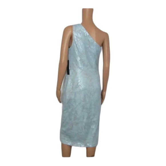 NWT Aidan Mattox Ice Blue One Shoulder Sequin Mesh Cocktail Dress Size 4 - Picture 13 of 15